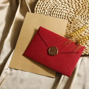 Custom Beige Eco-Friendly Cotton and Embossed Paper Envelopes for Wedding Invitations