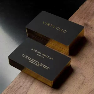 Custom Black Business Card with Gold Foil Edges Luxurious Texture Personalized Business Card Supports Custom Design
