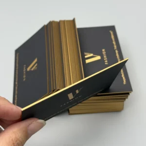 Custom Black Business Cards, Gold Foil Edging, Embossed Logo, Intaglio Printing, Hot Stamping, Cardboard