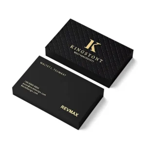 Custom Black Business Cards, Gold Foil, Embossed and Debossed Textured Paper