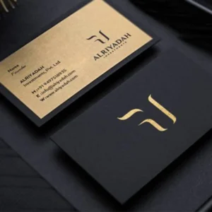 Custom Black Business Cards with Gold Foil Stamping and Digital Printing