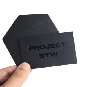 Custom Black Card Mini Envelope with Stamped Logo for Business Cards