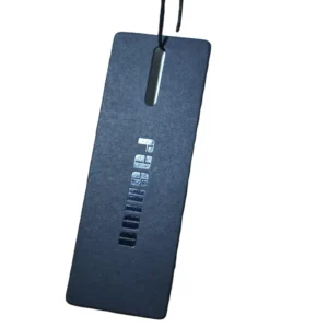 Custom Black Cardboard/PVC/Leather Garment Swing Tags with UV Gold Foil, 300-1000 GSM
