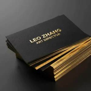 Custom Black Embossed Paper Business Cards Gold Foil Stamping Logo