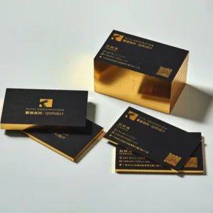 Custom Black Embossed Visiting Business Card with Gold Foil Stamping
