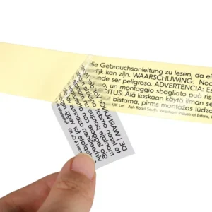 Custom Black-on-transparent Adhesive PVC Labels Waterproof Clear Stickers for Labeling PRT Model