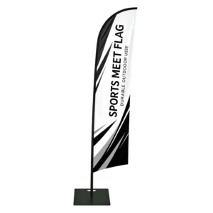 Custom Blade Banner with Pole, Heat Transfer Printing, 110g Polyester, Cross Base and Water Bag