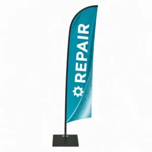 Custom Blade Banner with Pole and Water Base for Vehicle Rental Advertising
