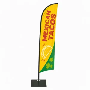 Custom Blade Banner with Pole and Water Base for Vehicle Rental Advertising