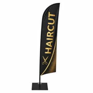 Custom Blade Banner with Pole and Water Base for Vehicle Rental Advertising