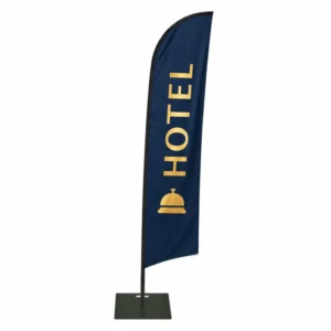 Custom Blade Banner with Pole and Water Base for Vehicle Rental Advertising