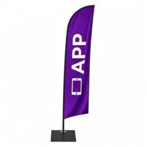 Custom Blade Banner with Pole and Water Base for Vehicle Rental Advertising
