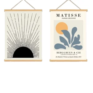Custom Blank Cotton Canvas Scroll Hanging Poster Banner Flag, Full Color Digital Printing, Wooden Scroll Home Decor