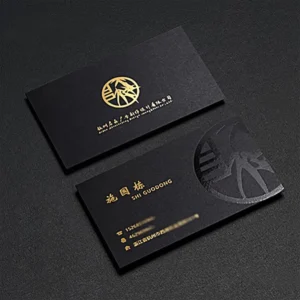 Custom Blue Design Business Card, Letterpress Printing, Cardboard, Custom Logo, Hot Stamping