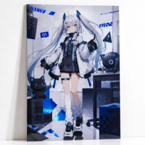 Custom Blue Foil Art Prints Vtuber Cartoon Fan Art Illustration Anime Artist Convention Merchandise Display Collectible Posters