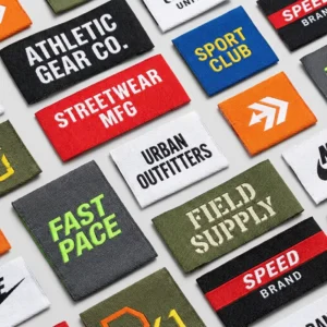 Custom Brand Logo Multicolor High-Density Cotton Twill Damask Woven Streetwear Athletic Garment Tag Clothing Label