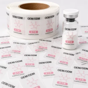 Custom Bright Silver Waterproof Vial Labels 3ml 5ml 7ml 10ml Stickers for Glass Bottle Packaging