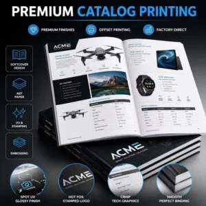 Custom Brochure Magazine Printing Service Softcover Catalog Designer Books With Art Paper Embossing & Hot Stamping UV Printing