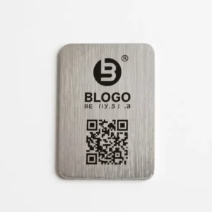 Custom Brushed Aluminum Metal Cards with QR Code and Logo Engraving