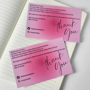 Custom Business Card Printing with Brand Logo Thank You for Supporting My Small Business Business Cards