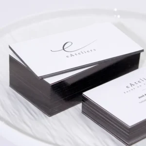 Custom Business Card with Black and Gold Foil Edge, Die-Cut Paper, and Thank You Card for Small Business