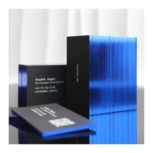 Custom Business Card with Gold Foil Edge, QR Code, and Thick Black Paper