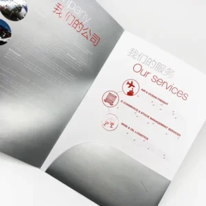 Custom CMYK + Dual Pantone Printed File Folder with Partial UV for Conferences Digital Printing