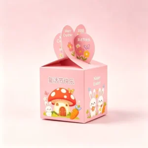 Custom CMYK Printing Pop-Out Heart-Top Paper Box for Easter Birthday Sweets Candy and Chocolate