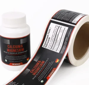 Custom Calcium Magnesium Supplement Bottle Labels, Waterproof Art Paper Adhesive Stickers, Offset Printed Vitamins Packaging