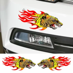 Custom Car Decal Leopard Flame Cool Tiger Weatherproof Reflective Body Window Bumper Scratch Covering Vehicle Sticker