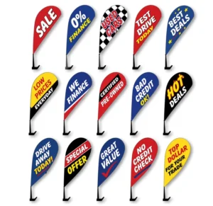 Custom Car Window Flag Dealership Lot Banner Mini Flying Flag with 360-Degree Rotating Fiberglass Pole and Full-Color Print