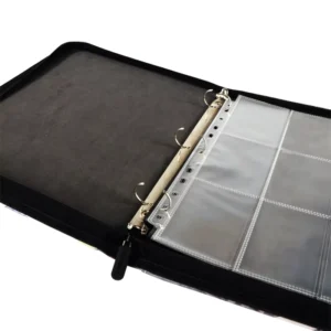 Custom Card Photo Album With Zipper Leather Binder With 3 Holes 3 Rings
