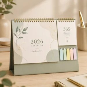 Custom Cardboard Monthly Desk Calendar with Memo Notes Pad