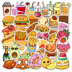 Custom Cartoon Food Die Cut Vinyl Stickers Printable Paper Waterproof Self Adhesive Sticker for Laptops Art Decoration