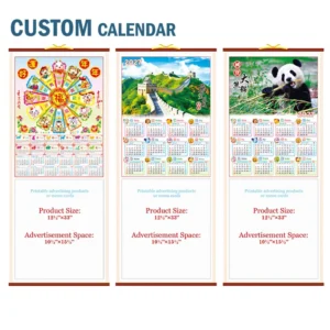 Custom Chinese Bamboo Calendar Cane Wall Scroll New Year Calendar