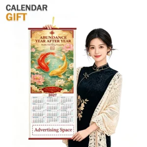 Custom Chinese Bamboo Wall Scroll Calendar Advertising Printing Hanging Cane Calendar for Home Office Decor