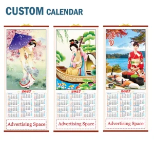 Custom Chinese Calendar Bamboo Cane Wall Scroll for Home and Office Decor