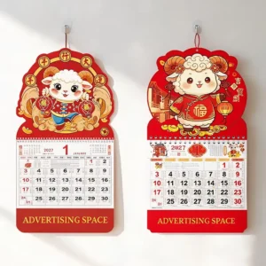 Custom Chinese Calendar Hanging Red Traditional Wall Calendar with Logo Decoration Gifts