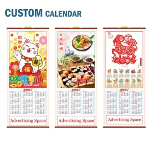 Custom Chinese New Year Calendar Year of the Goat Wall Scroll Lunar Calendar Bamboo Home Office Decor