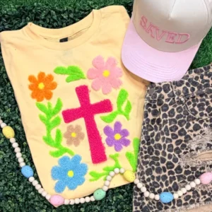 Custom Christian Cross Puff DTF Fluffy Chenille Iron-on Transfer Patches for T-Shirts