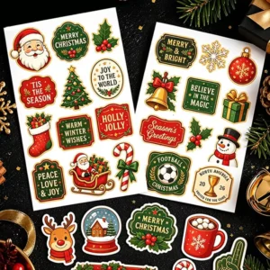 Custom Christmas Die-Cut Sticker Set Santa Snowman Mixed Shapes Gift-Wrap Decorations