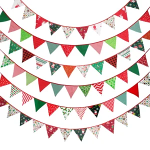 Custom Christmas Festival 20*30 30*40 Polyester School Decor Hanging Triangle Pennant Flag Banner