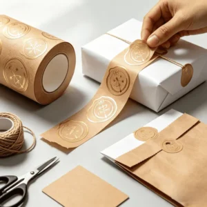 Custom Christmas Seal Stickers Round Gold Foil Self-Adhesive Labels Eco-Friendly for Gift Bags Boxes Envelopes