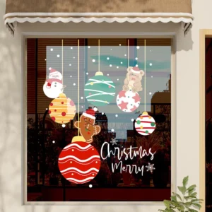 Custom Christmas Static Window Clings Removable PVC Waterproof Stickers for Glass Door Shop Window Home Holiday Decoration