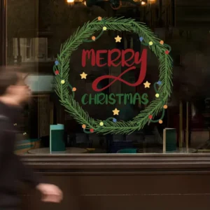 Custom Christmas Vinyl Decal Sticker UV Printed Removable Static Cling Glass Gel Art Glass Window Decal