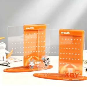 Custom Clear Acrylic UV-Printed Perpetual Desk Calendar Modern Stand-Up Tabletop Organizer Office Home Holiday