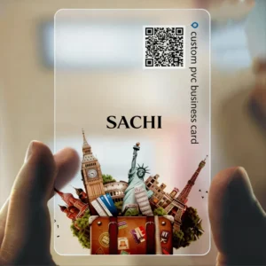 Custom Clear PVC Business Card, CMYK Full-Color Digital Printing, Embossed, Magnetic Labels