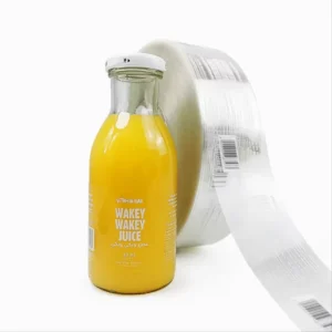 Custom Clear Self-Adhesive Labels with White Print for Juice Bottles