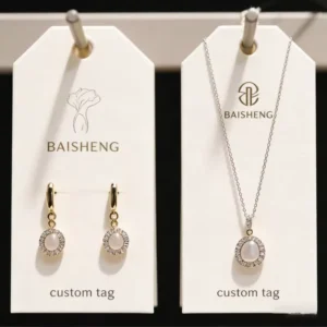 Custom Clothing Hang Tags Textured Cardstock PU Leather Embossed Pattern Gold Foil Stamping