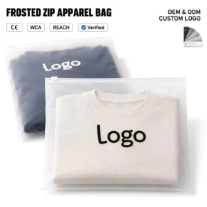 Custom Clothing Ziplock Bags for Socks PVC Plastic Pad/Silk Screen Printing 0.16mm Thickness Zipper Top Closure Garment